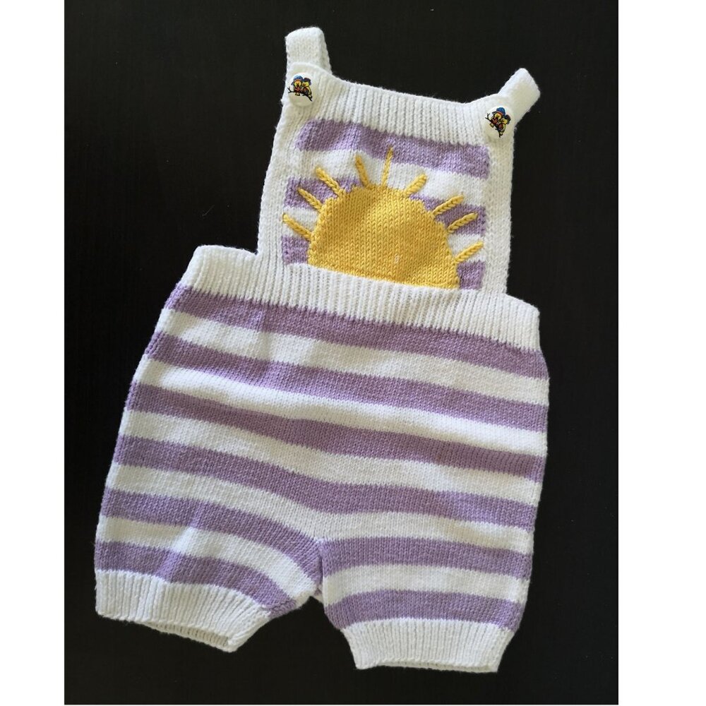 Preemie Handmade Knitted Stripes and Sun Cotton Pant Jumper Jumpsuit